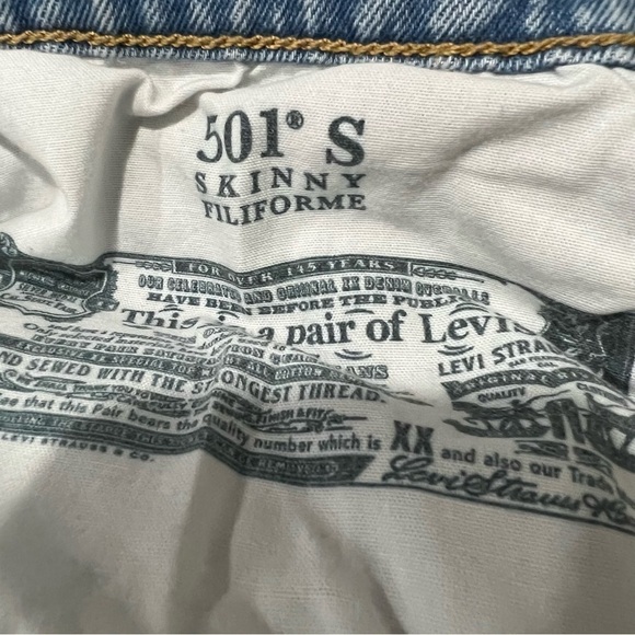 Levi 501 Women’s 30 Light Wash Skinny Filiforme Button Fly Denim Jeans Y - Picture 6 of 10